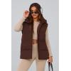 imagePRETTYGARDEN Womens Puffer Jacket Vests 2025 Fall Casual Sleeveless Stand Collar Zip Up Coats Warm Winter OuterwearDark Brown