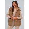 imagePRETTYGARDEN Womens Puffer Jacket Vests 2025 Fall Casual Sleeveless Stand Collar Zip Up Coats Warm Winter OuterwearKhaki