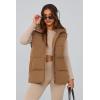 imagePRETTYGARDEN Womens Puffer Jacket Vests 2025 Fall Casual Sleeveless Stand Collar Zip Up Coats Warm Winter OuterwearKhaki
