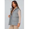 imagePRETTYGARDEN Womens Puffer Jacket Vests 2025 Fall Casual Sleeveless Stand Collar Zip Up Coats Warm Winter OuterwearLight Grey