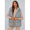 imagePRETTYGARDEN Womens Puffer Jacket Vests 2025 Fall Casual Sleeveless Stand Collar Zip Up Coats Warm Winter OuterwearLight Grey