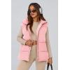 imagePRETTYGARDEN Womens Puffer Jacket Vests 2025 Fall Casual Sleeveless Stand Collar Zip Up Coats Warm Winter OuterwearLight Pink