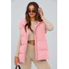 imagePRETTYGARDEN Womens Puffer Jacket Vests 2025 Fall Casual Sleeveless Stand Collar Zip Up Coats Warm Winter OuterwearLight Pink