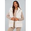imagePRETTYGARDEN Womens Puffer Jacket Vests 2025 Fall Casual Sleeveless Stand Collar Zip Up Coats Warm Winter OuterwearWhite