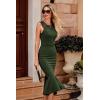 imagePRETTYGARDEN Womens Sleeveless Midi Bodycon Formal Dress Ruffle Mermaid Hem Elegant Cocktail Wedding Guest Midi DressesArmy Green