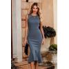 imagePRETTYGARDEN Womens Sleeveless Midi Bodycon Formal Dress Ruffle Mermaid Hem Elegant Cocktail Wedding Guest Midi DressesDark Grey Blue