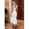 imagePRETTYGARDEN Womens Sleeveless Midi Bodycon Formal Dress Ruffle Mermaid Hem Elegant Cocktail Wedding Guest Midi DressesWhite