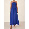 imagePRETTYGARDEN Womens Strapless Wedding Guest Maxi Dresses 2025 Summer Trendy Elegant Classy Smocked Tube Long Flowy SundressBlue
