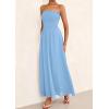imagePRETTYGARDEN Womens Strapless Wedding Guest Maxi Dresses 2025 Summer Trendy Elegant Classy Smocked Tube Long Flowy SundressLight Blue