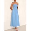 imagePRETTYGARDEN Womens Strapless Wedding Guest Maxi Dresses 2025 Summer Trendy Elegant Classy Smocked Tube Long Flowy SundressLight Blue