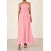 imagePRETTYGARDEN Womens Strapless Wedding Guest Maxi Dresses 2025 Summer Trendy Elegant Classy Smocked Tube Long Flowy SundressPink