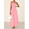 imagePRETTYGARDEN Womens Strapless Wedding Guest Maxi Dresses 2025 Summer Trendy Elegant Classy Smocked Tube Long Flowy SundressPink