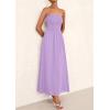 imagePRETTYGARDEN Womens Strapless Wedding Guest Maxi Dresses 2025 Summer Trendy Elegant Classy Smocked Tube Long Flowy SundressPurple