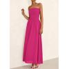 imagePRETTYGARDEN Womens Strapless Wedding Guest Maxi Dresses 2025 Summer Trendy Elegant Classy Smocked Tube Long Flowy SundressRose Red