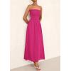 imagePRETTYGARDEN Womens Strapless Wedding Guest Maxi Dresses 2025 Summer Trendy Elegant Classy Smocked Tube Long Flowy SundressRose Red