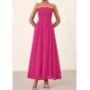 imagePRETTYGARDEN Womens Strapless Wedding Guest Maxi Dresses 2025 Summer Trendy Elegant Classy Smocked Tube Long Flowy SundressRose Red