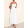 imagePRETTYGARDEN Womens Strapless Wedding Guest Maxi Dresses 2025 Summer Trendy Elegant Classy Smocked Tube Long Flowy SundressWhite
