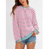 imagePRETTYGARDEN Womens Striped Oversized Sweatshirt Color Block Crew Neck Long Sleeve Casual Loose Pullover Top Y2K ClothesPink White