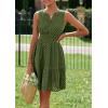 imagePRETTYGARDEN Womens Summer Dresses 2025 Sleeveless V Neck Eyelet Hollow Out Swing A Line Beach Vacation Sun DressArmy Green