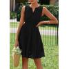 imagePRETTYGARDEN Womens Summer Dresses 2025 Sleeveless V Neck Eyelet Hollow Out Swing A Line Beach Vacation Sun DressBlack