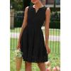imagePRETTYGARDEN Womens Summer Dresses 2025 Sleeveless V Neck Eyelet Hollow Out Swing A Line Beach Vacation Sun DressBlack