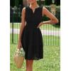 imagePRETTYGARDEN Womens Summer Dresses 2025 Sleeveless V Neck Eyelet Hollow Out Swing A Line Beach Vacation Sun DressBlack