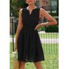 imagePRETTYGARDEN Womens Summer Dresses 2025 Sleeveless V Neck Eyelet Hollow Out Swing A Line Beach Vacation Sun DressBlack