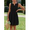 imagePRETTYGARDEN Womens Summer Dresses 2025 Sleeveless V Neck Eyelet Hollow Out Swing A Line Beach Vacation Sun DressBlack