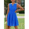 imagePRETTYGARDEN Womens Summer Dresses 2025 Sleeveless V Neck Eyelet Hollow Out Swing A Line Beach Vacation Sun DressBlue