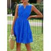 imagePRETTYGARDEN Womens Summer Dresses 2025 Sleeveless V Neck Eyelet Hollow Out Swing A Line Beach Vacation Sun DressBlue