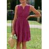 imagePRETTYGARDEN Womens Summer Dresses 2025 Sleeveless V Neck Eyelet Hollow Out Swing A Line Beach Vacation Sun DressBurgundy