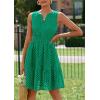 imagePRETTYGARDEN Womens Summer Dresses 2025 Sleeveless V Neck Eyelet Hollow Out Swing A Line Beach Vacation Sun DressDark Green