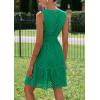 imagePRETTYGARDEN Womens Summer Dresses 2025 Sleeveless V Neck Eyelet Hollow Out Swing A Line Beach Vacation Sun DressDark Green