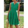 imagePRETTYGARDEN Womens Summer Dresses 2025 Sleeveless V Neck Eyelet Hollow Out Swing A Line Beach Vacation Sun DressDark Green