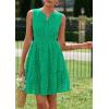 imagePRETTYGARDEN Womens Summer Dresses 2025 Sleeveless V Neck Eyelet Hollow Out Swing A Line Beach Vacation Sun DressGreen