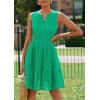 imagePRETTYGARDEN Womens Summer Dresses 2025 Sleeveless V Neck Eyelet Hollow Out Swing A Line Beach Vacation Sun DressGreen