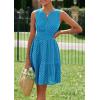 imagePRETTYGARDEN Womens Summer Dresses 2025 Sleeveless V Neck Eyelet Hollow Out Swing A Line Beach Vacation Sun DressLake Blue