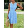 imagePRETTYGARDEN Womens Summer Dresses 2025 Sleeveless V Neck Eyelet Hollow Out Swing A Line Beach Vacation Sun DressLight Blue