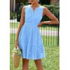 imagePRETTYGARDEN Womens Summer Dresses 2025 Sleeveless V Neck Eyelet Hollow Out Swing A Line Beach Vacation Sun DressLight Blue