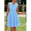 imagePRETTYGARDEN Womens Summer Dresses 2025 Sleeveless V Neck Eyelet Hollow Out Swing A Line Beach Vacation Sun DressLight Blue