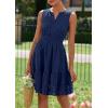 imagePRETTYGARDEN Womens Summer Dresses 2025 Sleeveless V Neck Eyelet Hollow Out Swing A Line Beach Vacation Sun DressNavy