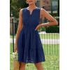 imagePRETTYGARDEN Womens Summer Dresses 2025 Sleeveless V Neck Eyelet Hollow Out Swing A Line Beach Vacation Sun DressNavy