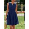 imagePRETTYGARDEN Womens Summer Dresses 2025 Sleeveless V Neck Eyelet Hollow Out Swing A Line Beach Vacation Sun DressNavy