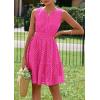 imagePRETTYGARDEN Womens Summer Dresses 2025 Sleeveless V Neck Eyelet Hollow Out Swing A Line Beach Vacation Sun DressRose Red