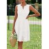 imagePRETTYGARDEN Womens Summer Dresses 2025 Sleeveless V Neck Eyelet Hollow Out Swing A Line Beach Vacation Sun DressWhite