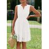 imagePRETTYGARDEN Womens Summer Dresses 2025 Sleeveless V Neck Eyelet Hollow Out Swing A Line Beach Vacation Sun DressWhite