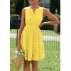 imagePRETTYGARDEN Womens Summer Dresses 2025 Sleeveless V Neck Eyelet Hollow Out Swing A Line Beach Vacation Sun DressYellow