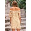 imagePRETTYGARDEN Womens Summer Off Shoulder Dresses Floral Lace Flare Short Sleeve Spring Vintage Elegant Mini DressApricot