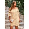 imagePRETTYGARDEN Womens Summer Off Shoulder Dresses Floral Lace Flare Short Sleeve Spring Vintage Elegant Mini DressApricot