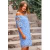 imagePRETTYGARDEN Womens Summer Off Shoulder Dresses Floral Lace Flare Short Sleeve Spring Vintage Elegant Mini DressBlue